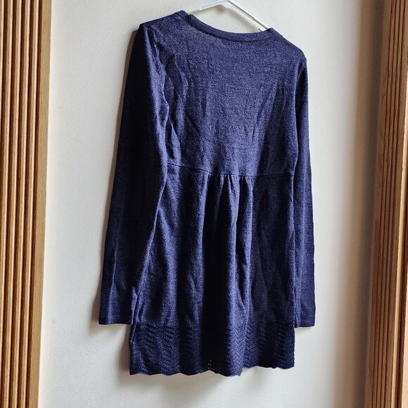 Daisy Fuentes Long Sleeve Navy Blue Scoop Neck Baby Doll Sweater Size Large - Picture 11 of 16